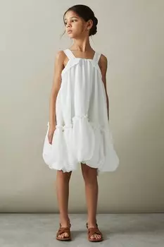 Платье Emeri из сирсакера объемного кроя Reiss, белый