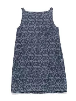 Платье Emporio Armani Kids с логотипом и жаккардовым узором, синий