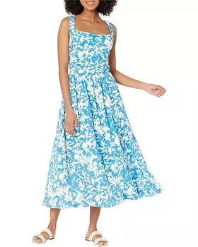 Платье English Factory Floral Cross-Back Maxi, синий