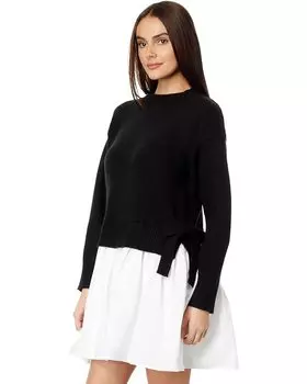 Платье English Factory Side Tie Mixed Media Mini, цвет Black/White