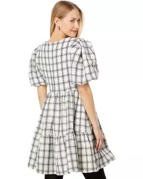 Платье English Factory Tweed Mini Gingham Dress, белый