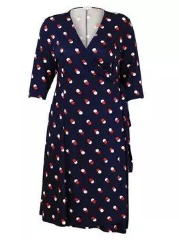 Платье Essential с запахом в горошек Kiyonna, нави