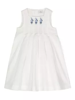 Платье ETRO KIDS с цветочной вышивкой, белый