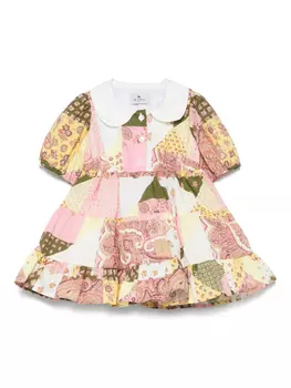 Платье ETRO KIDS с принтом пэчворк, розовый