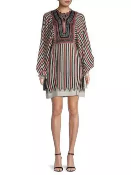 Платье Etro с кокеткой в ​​полоску, мультиколор