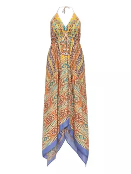 Платье ETRO с узором на шее и халтером, оранжевый