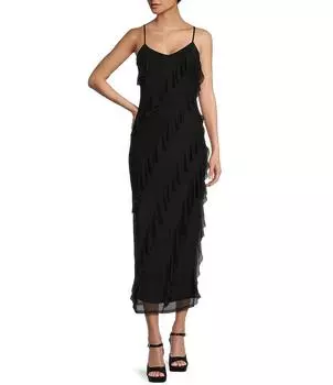 Платье Evolutionary без рукавов с оборками по всей поверхности, черный