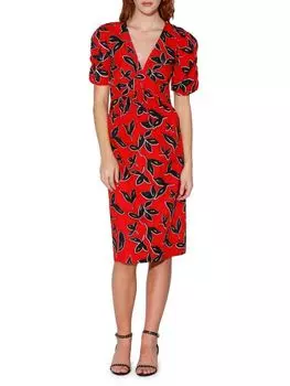 Платье Fabienne Walter Baker с принтом листьев, красный/черный