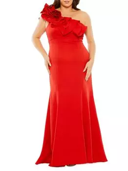 Платье Fabulouss с оборками на одно плечо Mac Duggal, красный