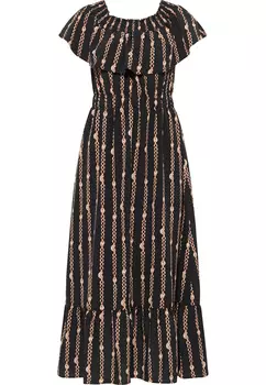 Платье faina Maxi Mit Allover Print, черный