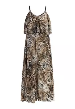 Платье faina Maxi Mit Animal Print, бежевый