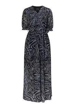 Платье faina Maxi Mit Zebra Print, серо-черный