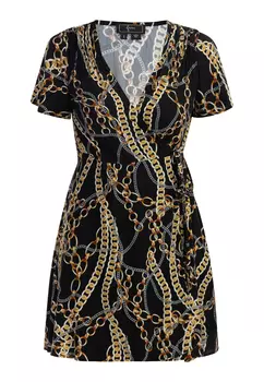 Платье faina Mini Mit Allover Print, черный