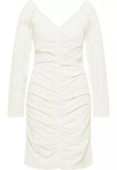 Платье faina Mit Lochstickerei, белый