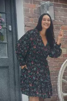 Платье Farah с цветочным принтом Fat Face, черный