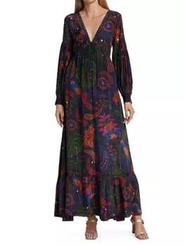 Платье Farm Rio гобеленовое, темно-синий