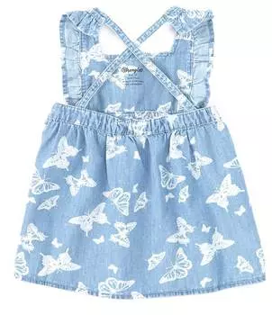 Платье-фартук без рукавов с принтом бабочек Wrangler Little Girls от 2 до 4 лет, синий