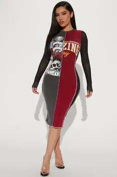 Платье Fashion Nova D29629, бордовый