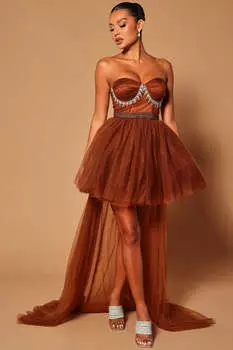 Платье Fashion Nova GW22X2079, шоколад