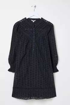 Платье Fatface из 100% хлопка с отделкой Броуди Fat Face, черный