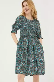 Платье FatFace Pacey с цветочным принтом Fat Face, зеленый