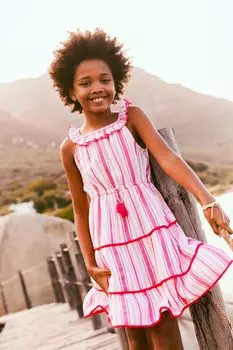 Платье FatFace Raya из полосатой ткани Fat Face, розовый