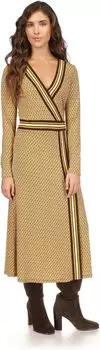 Платье Faux Wrap Border Print Midi MICHAEL Michael Kors, цвет Marigold