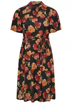 Платье фигуристка London с высоким воротом и поясом Yours Curve, черный