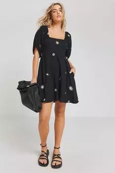 Платье фигуристки с вышивкой Simply Be, черный