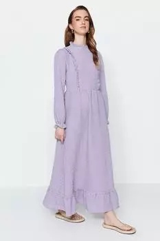 Платье - Фиолетовое - Фигуристка Trendyol Modest, фиолетовый