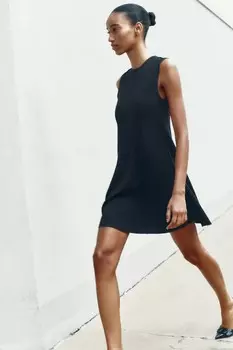 Платье-фитнес из стрейч трикотажа ZARA, черный
