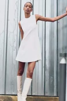 Платье-фитнес из стрейч трикотажа ZARA, белый