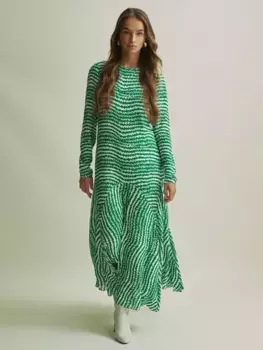 Платье FLORERE Print Ruffle Hem, зеленый