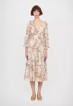 Платье FLUTTER LONG SLEEVE BALLERINA DRESS Needle & Thread, светло-коричневый