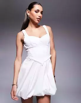 Платье-фонарик River Island белого цвета с бретельками