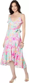 Платье Fontaine Knee Length Wrap Lilly Pulitzer, цвет Surf Blue Bonita Blooms