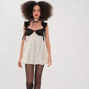 Платье For Love & Lemons Poppy Mini, черный/белый