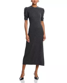 Платье FRAME из кашемира и шерсти со сборками на рукавах, серый