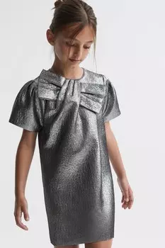 Платье Фрэнни с металлическим бантом Reiss, серебряный