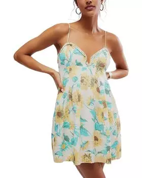 Платье Free People Altura Printed Mini, цвет Pale Sunflower Combo