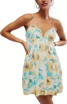 Платье Free People Altura Printed Mini, цвет Pale Sunflower Combo