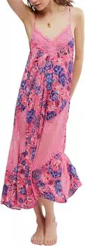Платье Free People First Date Printed Maxi Slip, цвет Sweet Pink Combo