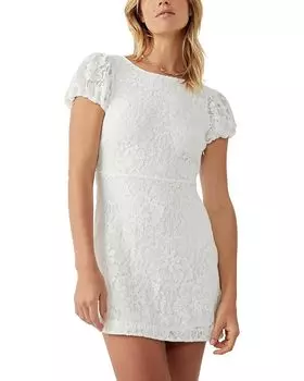 Платье Free People Hailee Lace Mini, слоновая кость