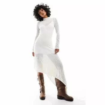 Платье Free People Knitted Lace Midi, слоновая кость