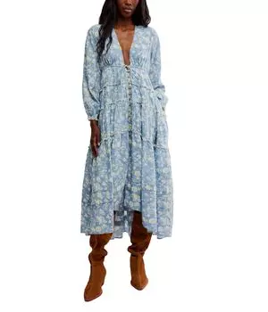 Платье Free People Pappiet Midi, цвет Bluebell Combo