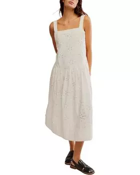 Платье Free People Primavera Eyelet Midi, белый