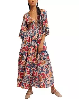 Платье Free People Printed Dixie Maxi, цвет Vintage Indigo Combo