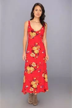 Платье Free People Printed Maxi Slip, цвет Red Combo