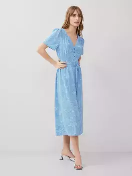Платье French Connection Bernice Elitan Abstract Print Midi, цвет blue mist