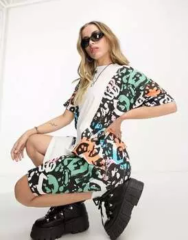 Платье-футболка ASOS Made In Kenya с контрастной вставкой и ярким графическим принтом